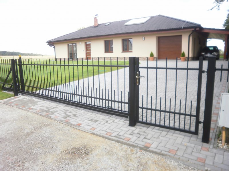 Plot, kovaný, samonosná brána, Šilheřovice